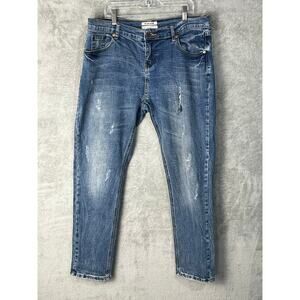 One x One Teaspoon Jeans Size 30 Mid Rise Distressed Ankle Grunge Festival